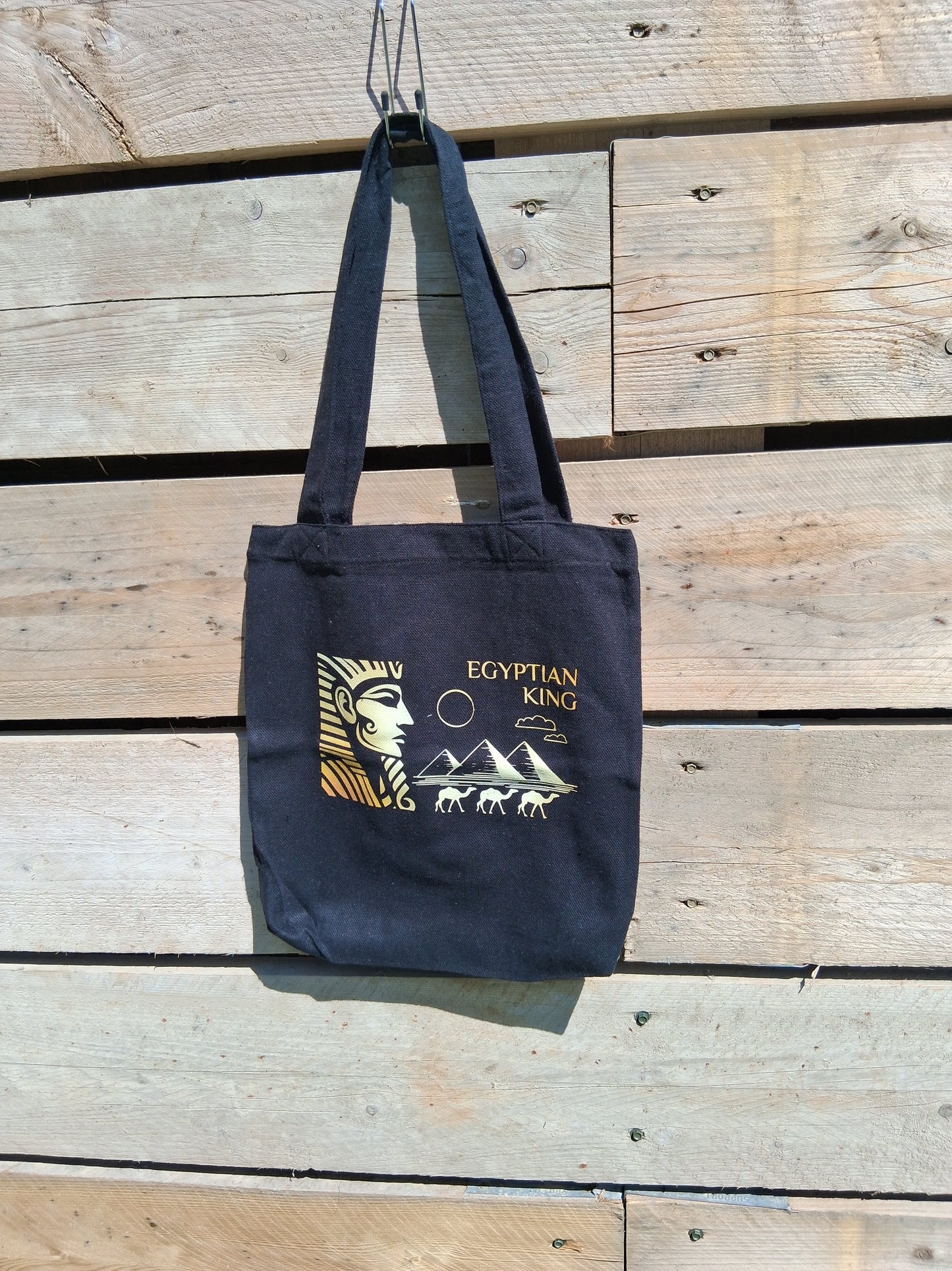 Luxury tote bag Black, Egyptian King Unisex goes with any outfit