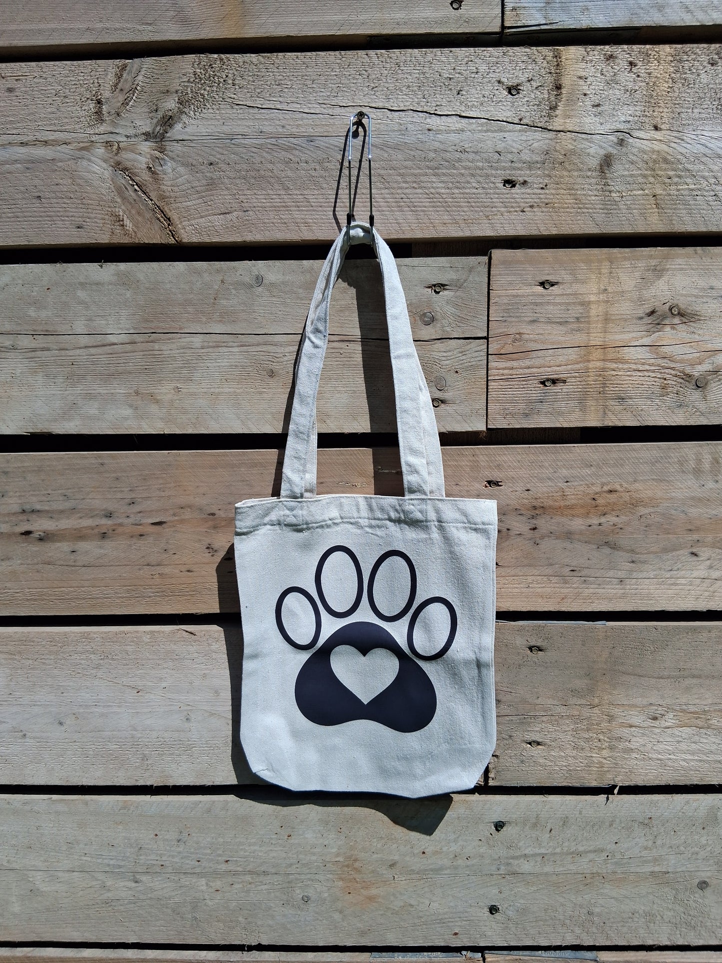 🐾 Dog Lover Tote Bag – Cotton Canvas with Paw & Heart Design