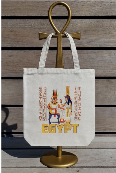 Pharaoh Couple Tote Bag – Ancient Egyptian Cotton Canvas | Kazana UK
