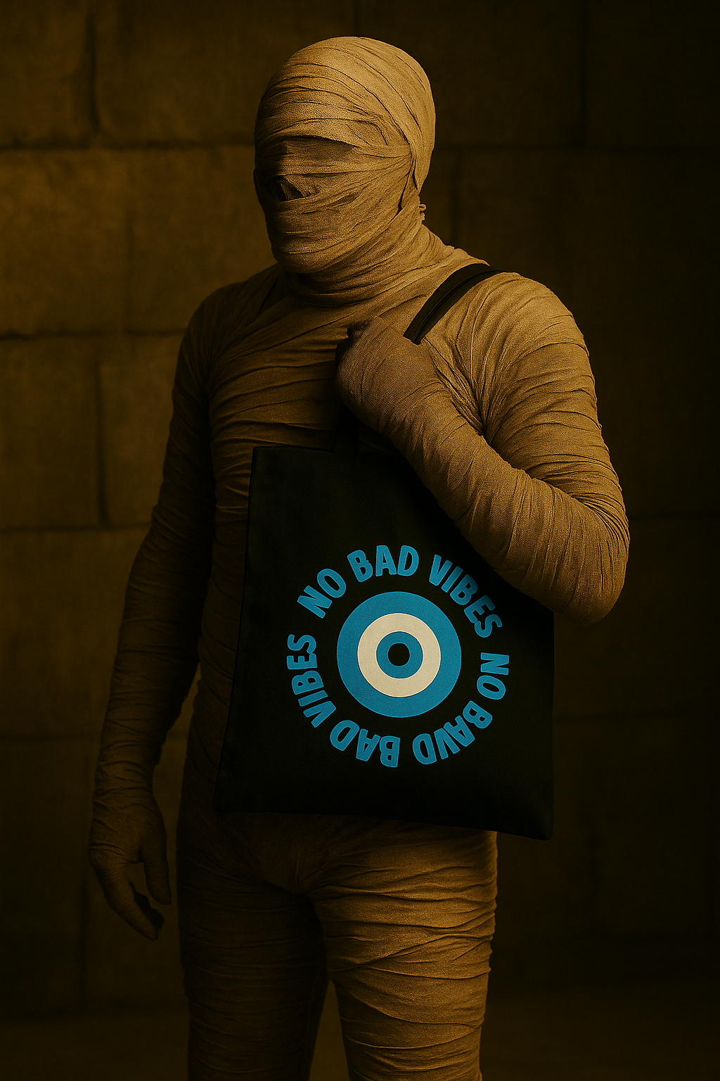 Protect Your Aura: Evil Eye Black Cotton Tote Bag by Kazana