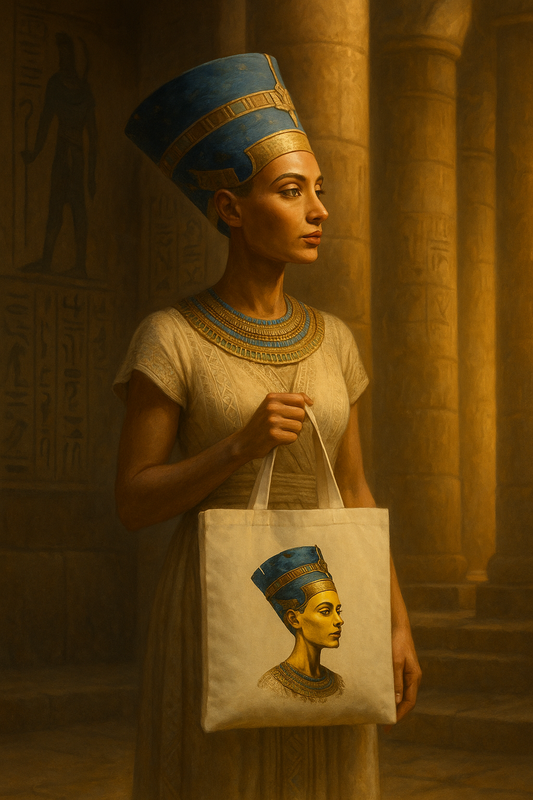 Nefertiti Canvas Tote Bag – Timeless Beauty, Eternal Strength