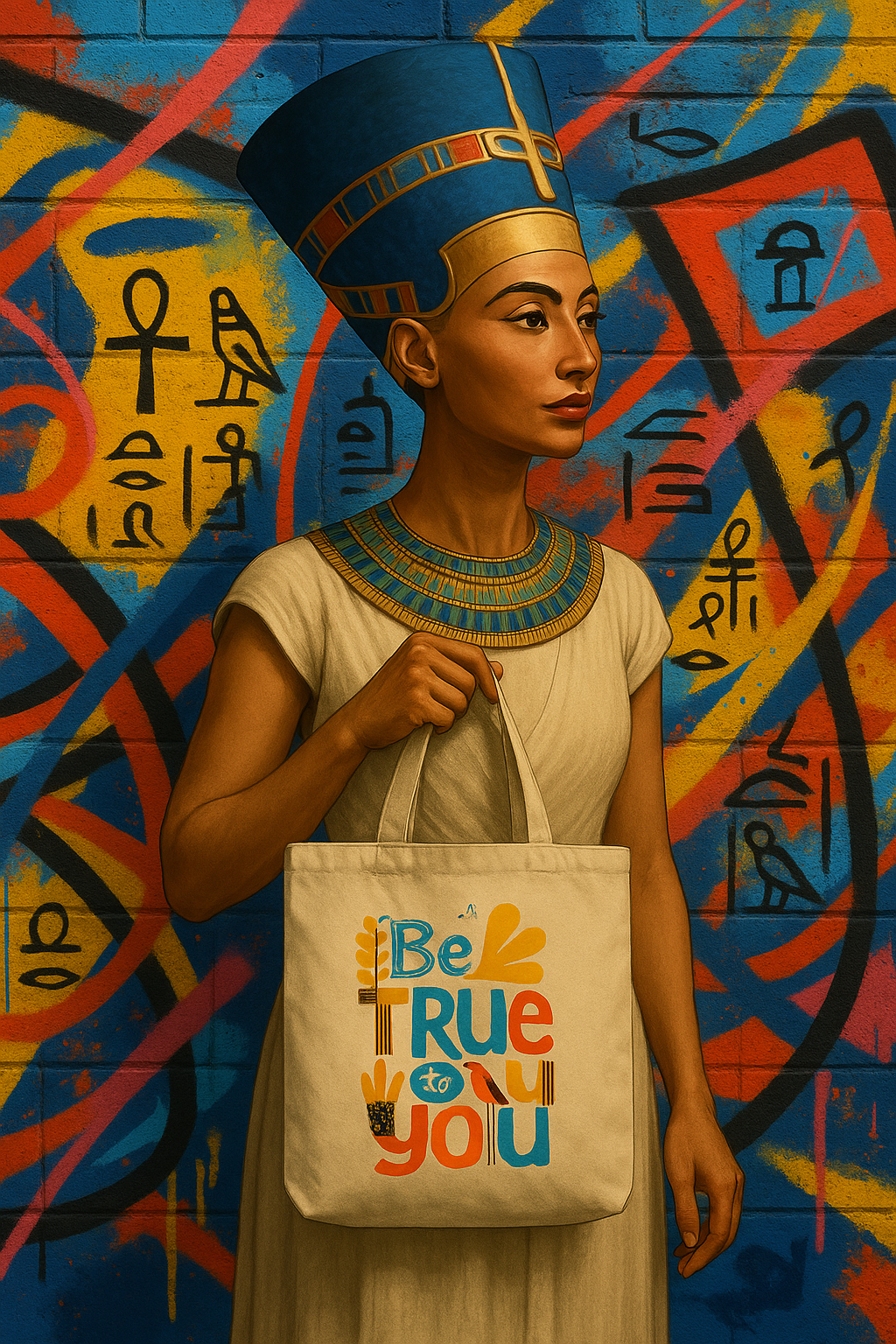 queen nefertiti tote bag cotton reusable