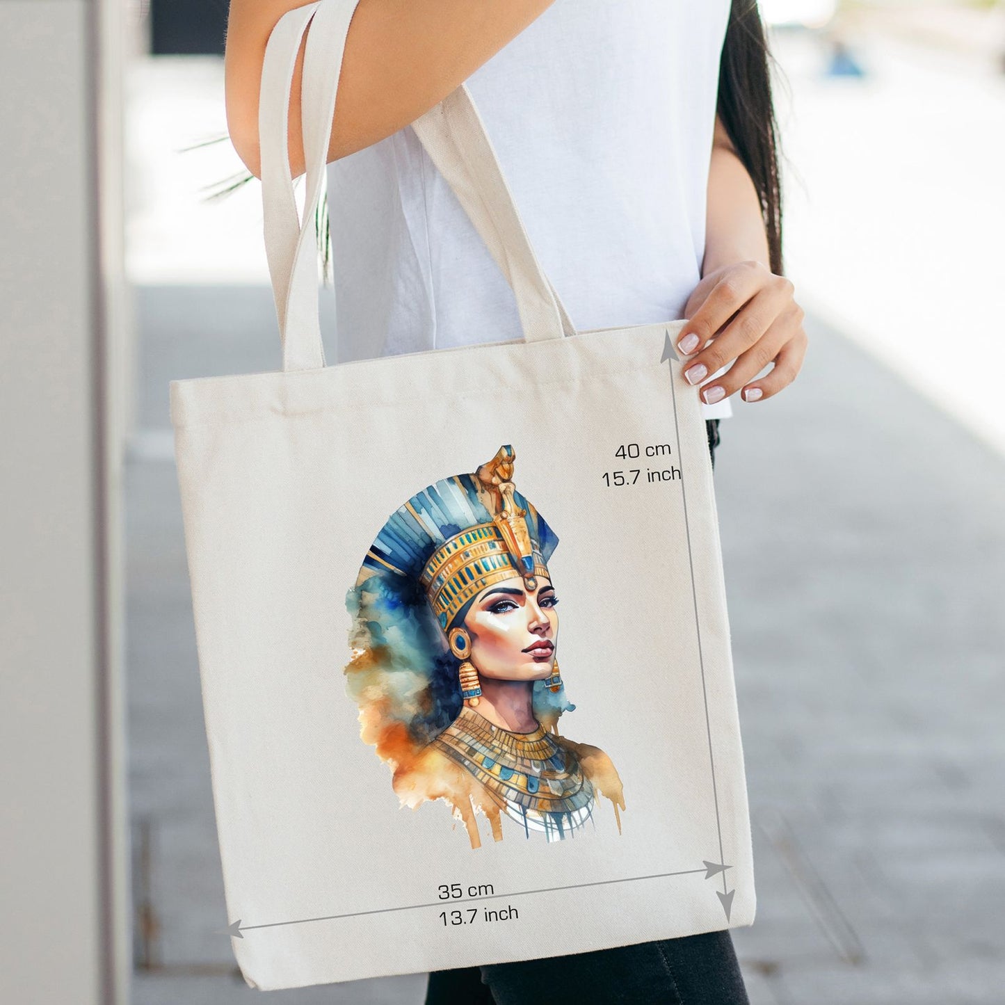 Iconic Queen Cleopatra Tote Bag - 100% Egyptian Cotton Canvas