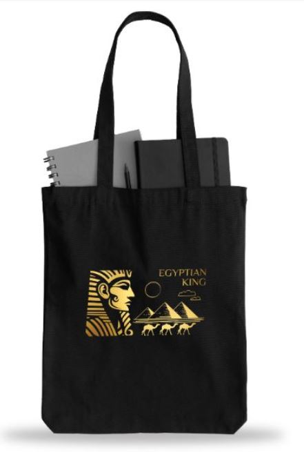 Luxury tote bag Black, Egyptian King Unisex goes with any outfit