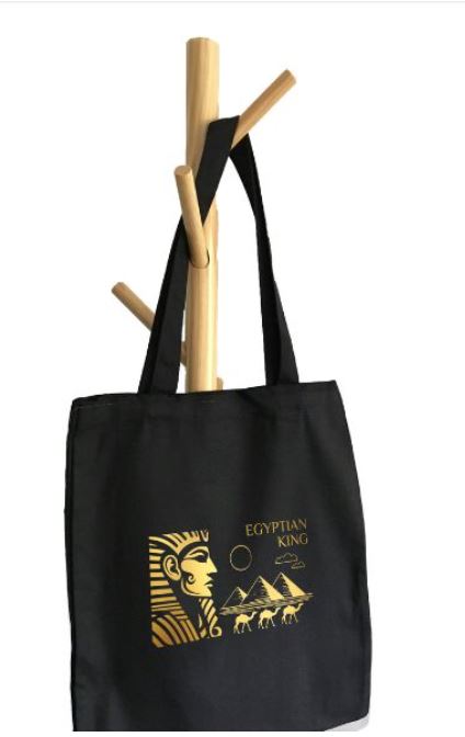 Luxury tote bag Black, Egyptian King Unisex goes with any outfit