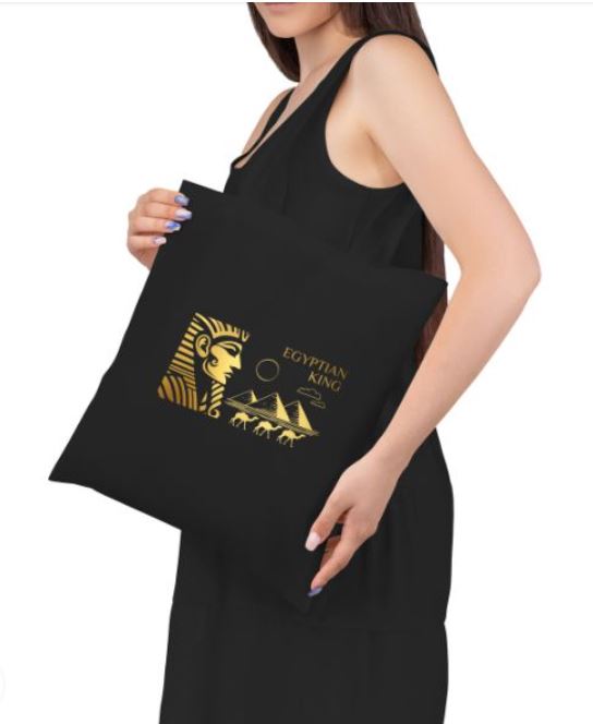 Luxury tote bag Black, Egyptian King Unisex goes with any outfit