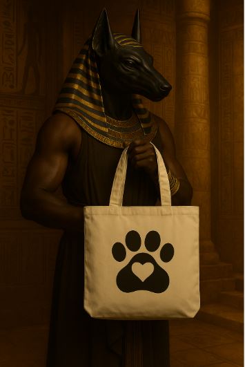🐾 Dog Lover Tote Bag – Cotton Canvas with Paw & Heart Design