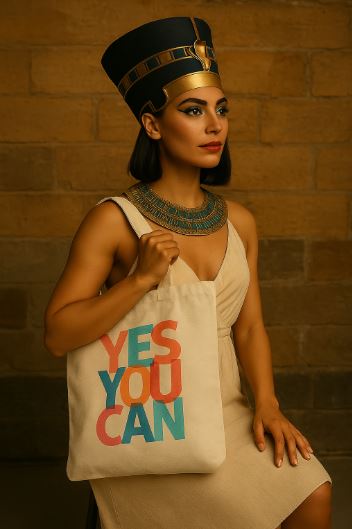 Tote Bag Yes You Can Unisex Egyptian Queen Cleopatra – 100% Cotton Canvas by Kazana